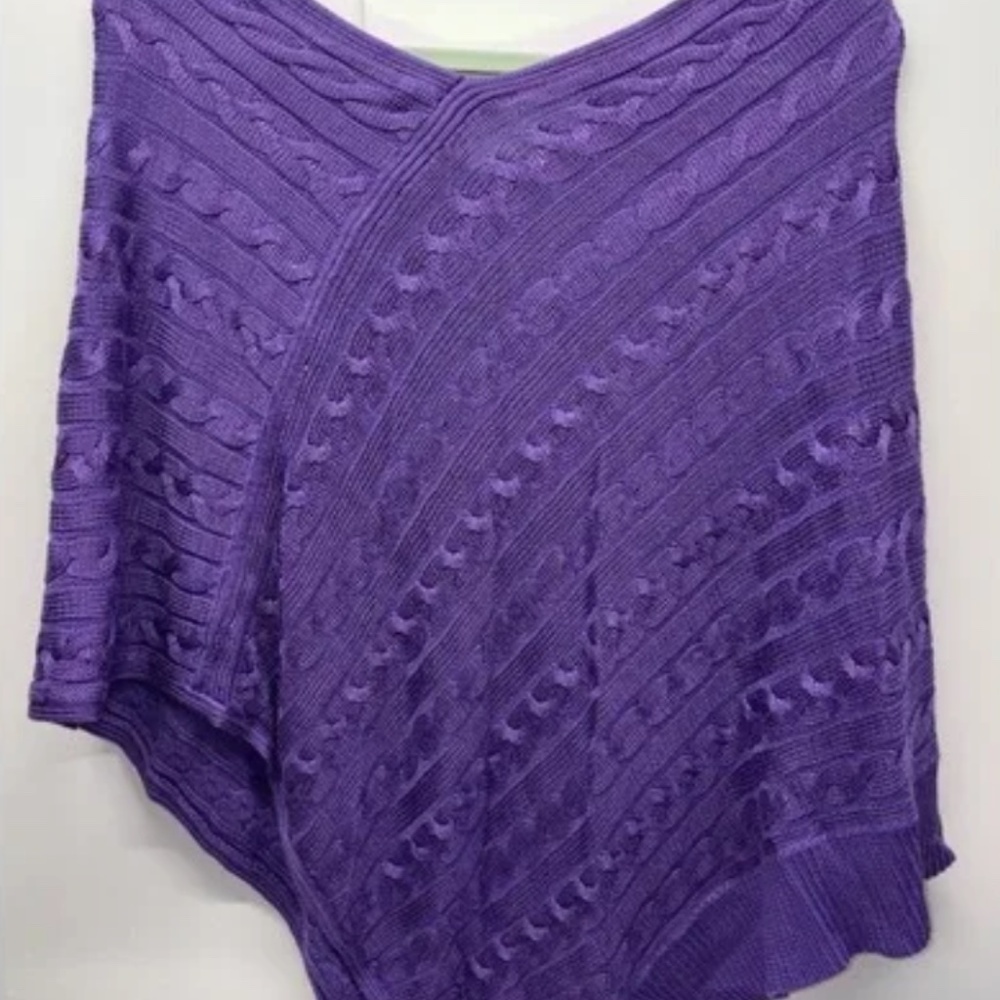 Lauren Ralph Lauren Cable-Knit Poncho size L XL Like New - Picture 3 of 8